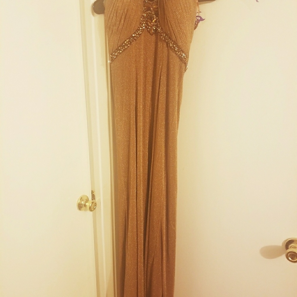Brown Shimmer Jeweled Accent Gown